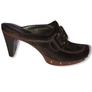 Stuart Weitzman Suede Heeled Clogs-Sz 8.5